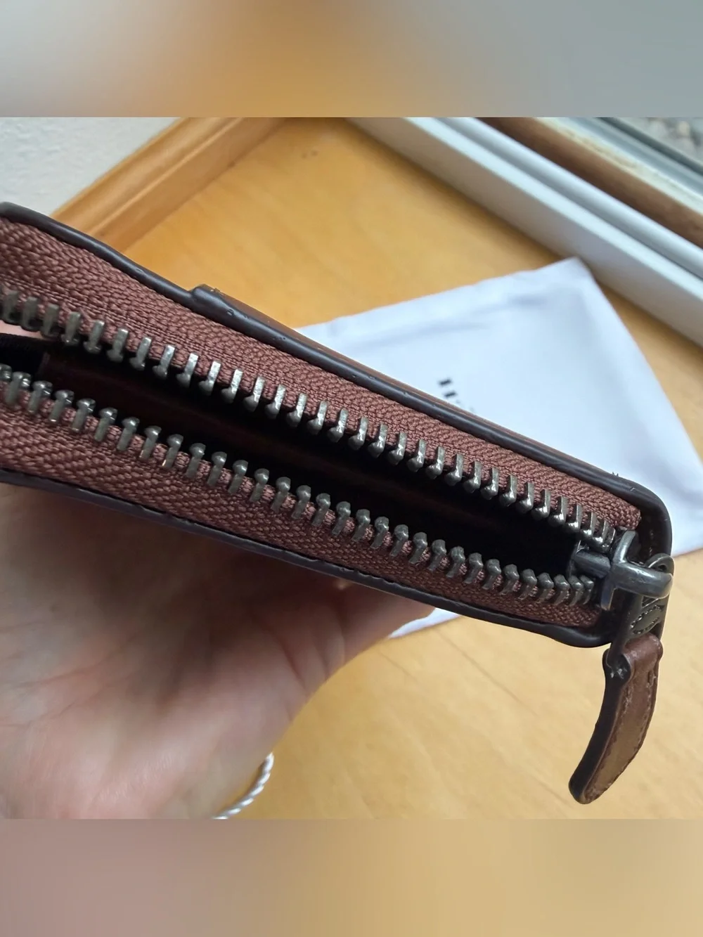 Coach Brown Leather Long Wallet with dust bag